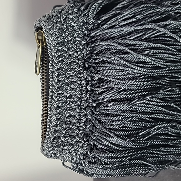 Elliot Mann blue Grey Fringe purse